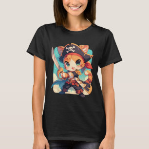 Cute Cat som Pirat Kawaii Anime T Shirt
