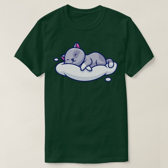 Cute Cat som sover på molnet T Shirt (Design framsida)