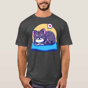 Cute Cat som sover på påfyllnad Tecknad T Shirt