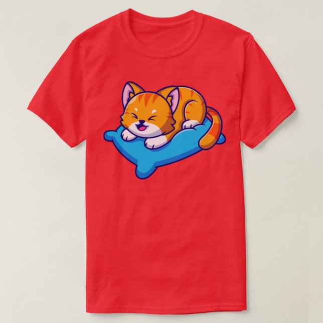 Cute Cat som spelas upp på bevattnad Tecknad T Shirt (Design framsida)