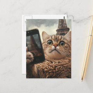 Cute Cat som tar en Selfie i Paris Vykort