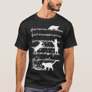 Cute Cat Spela Musik noter Jazz Day Jazz Musi T Shirt