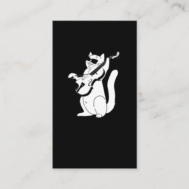 Cute Cat Spela upp Violin String Instrument Musici Visitkort (Framsida)