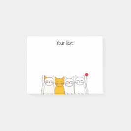 Cute Cat Squad Sticky Notes Minimalist Feline Fun Post-it Block