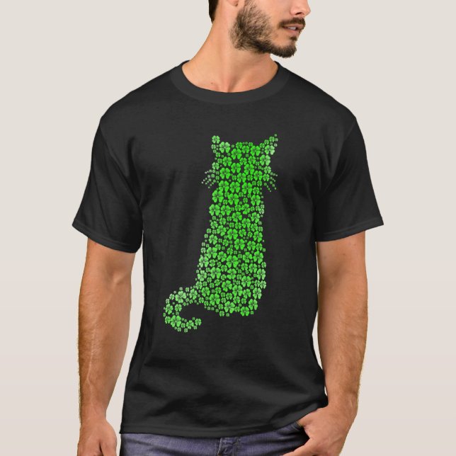 Cute Cat St Patricks Day Clover Lucky Cat Mom Sham T Shirt (Framsida)
