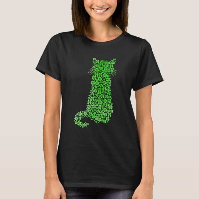 Cute Cat St Patricks Day Clover Lucky Cat Mom Sham T Shirt (Framsida)