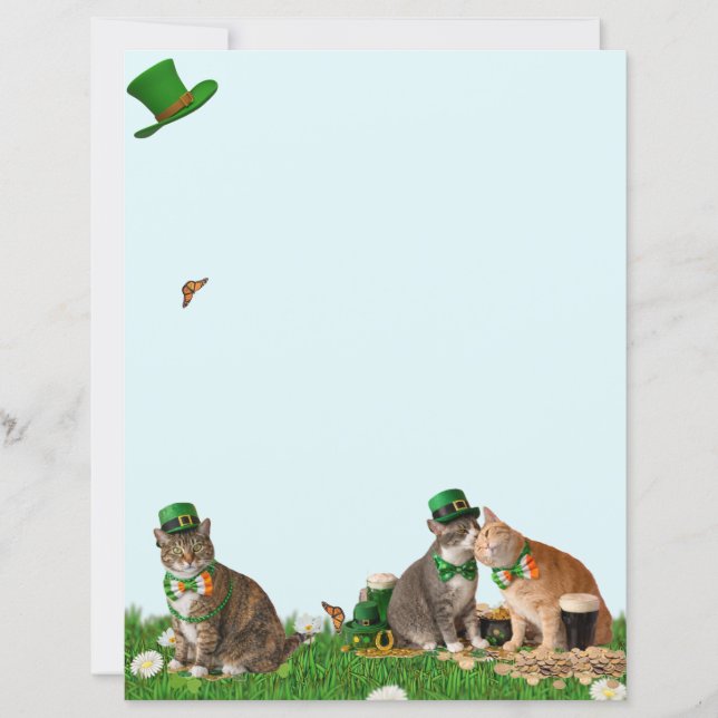 Cute Cat St Patrick's Day Stationery (Framsida)