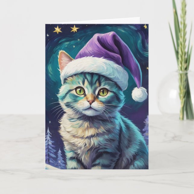 Cute Cat Starry Nght Card - Anpassa Kort (Framsida)