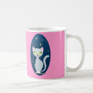 Cute Cat Starry night himlar Tecknad på Anpassning Kaffemugg