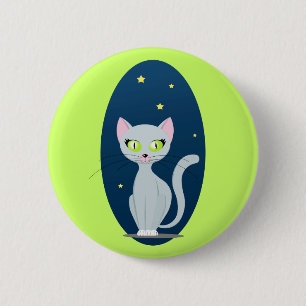 Cute Cat Starry night himlar Tecknad på Anpassning Knapp