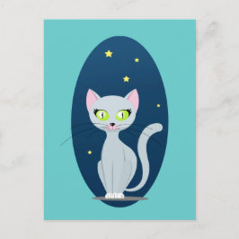 Cute Cat Starry night himlar Tecknad på Anpassning Vykort