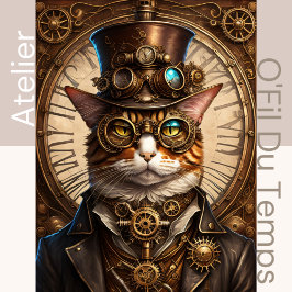 Cute Cat Steampunk with Hat 13X19