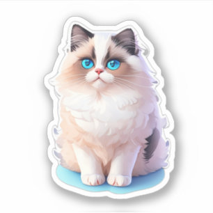 Cute Cat Sticker från en Ragdoll Cat Clipart Klistermärken