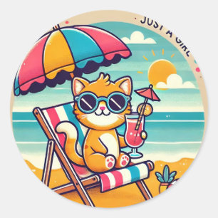 Cute Cat Sticker Runt Klistermärke
