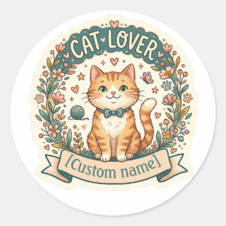 Cute Cat Sticker With Customizable Name Cat Mom Runt Klistermärke