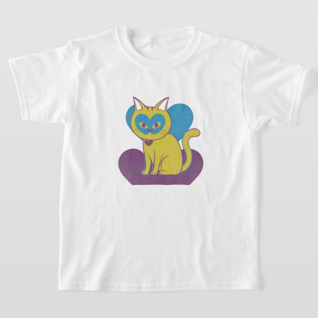 Cute Cat struktur I retro 90-formgivning T Shirt (Laydown)