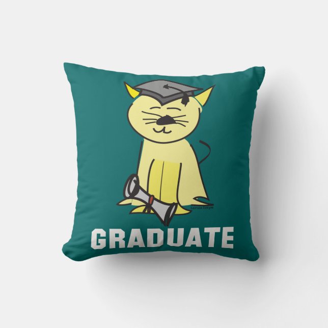 Cute Cat Student Studenten Kudde (Framsida)