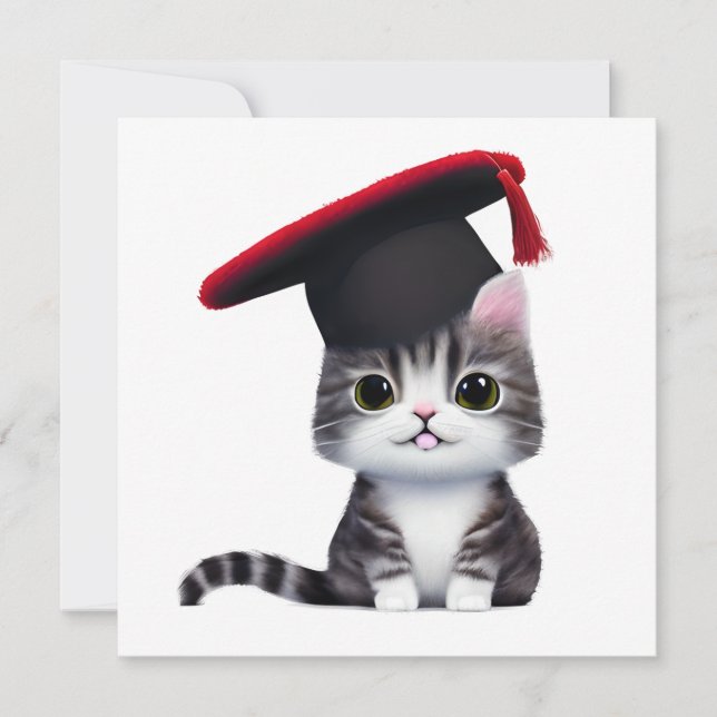 Cute Cat Studenten-dagen är en viktig milstolpe Anteckningskort (Framsida)
