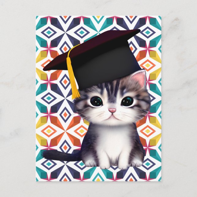 Cute Cat Studenten-dagen är en viktig milstolpe Helg Vykort (Framsida)