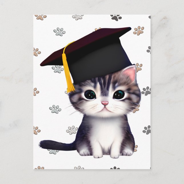 Cute Cat Studenten-dagen är en viktig milstolpe Vykort (Framsida)