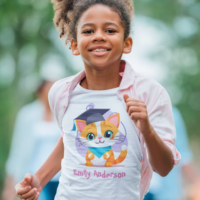 Cute Cat Studenten-gåvor till Kindergarteners T Shirt (Cute Cat Graduation Gifts for Kindergarteners)