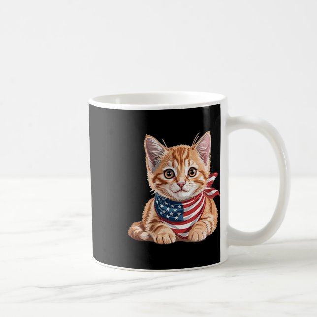 Cute Cat Summer Flagga US Memorial Day Kaffemugg (Höger)