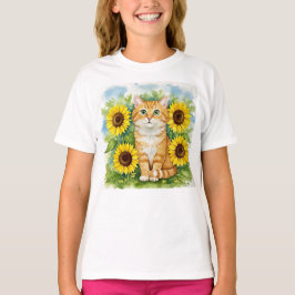Cute Cat Sunrows Kids T-Shirt