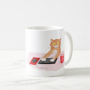 Cute cat surfande Internet på en dator mugg