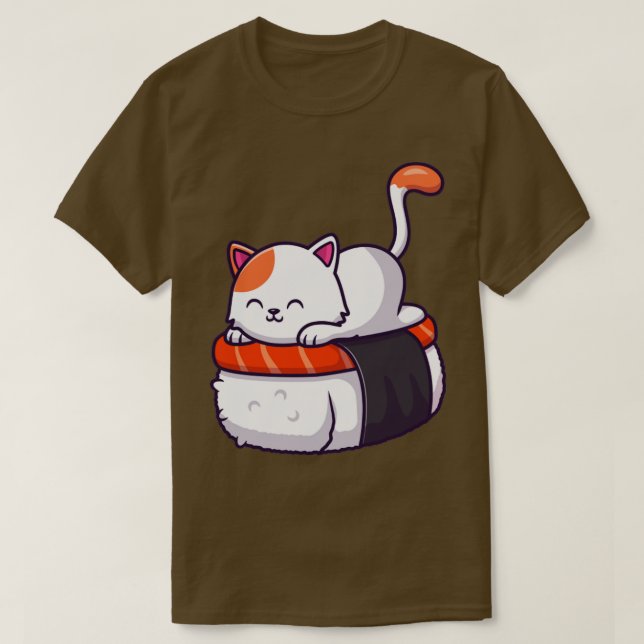 Cute Cat Sushi Salmon 1 T Shirt (Design framsida)