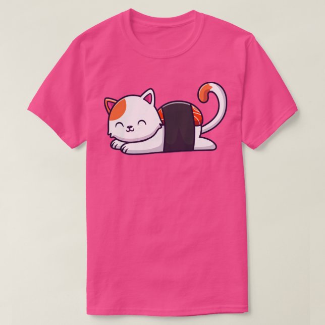 Cute Cat Sushi Salmon T Shirt (Design framsida)