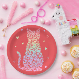  cute cat sweet rainbow hearts pastel gradient