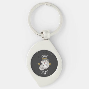 CUTE CAT SWIRL SILVERFÄRGAD NYCKELRING