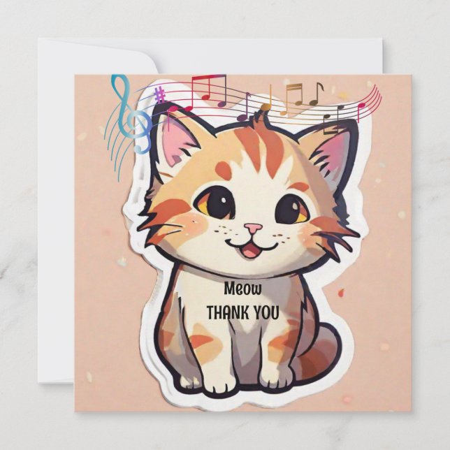 Cute Cat Tack Kort (Framsida)