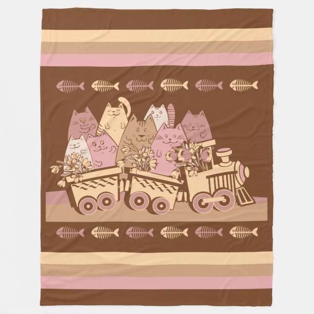 Cute Cat Tåg Fleece Blanket (Framsidan)