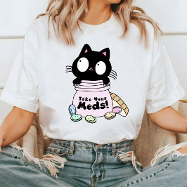 Cute Cat tar dina medel T-Shirt, roligt Cat T Shirt