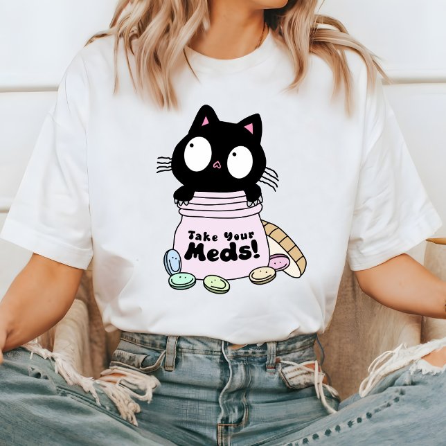 Cute Cat tar dina medel T-Shirt, roligt Cat T Shirt (Skapare uppladdad)