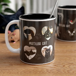 Cute Cat Tass avtryck Pet Photo Collage Coffee Mug Två-Tonad Mugg