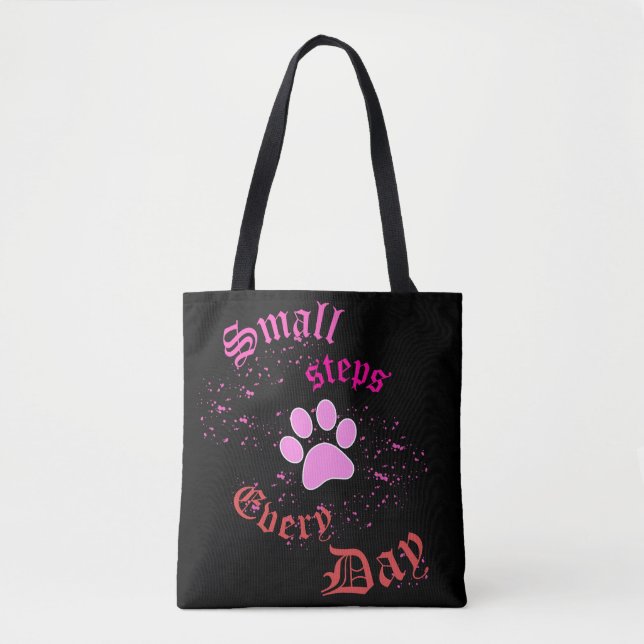 Cute Cat Tass Tote | Små steg varje dag Tygkasse (Framsida)