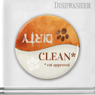 Cute Cat Tassar Clean Dishwasher Magnet