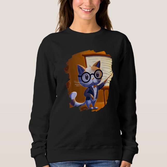 Cute Cat Teacher Kitten Professor School 2 T Shirt (Framsida)