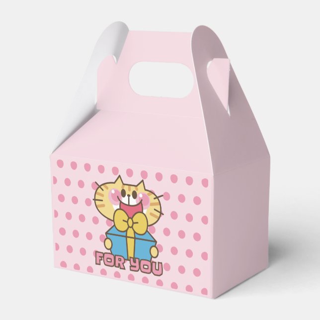 Cute Cat Tecknad Baby Rosa Polka dots Party Presentaskar (Baksidan Sidan)