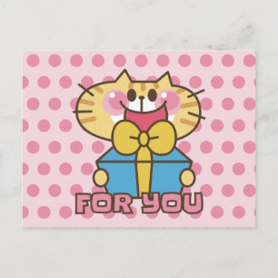 Cute Cat Tecknad Baby Rosa Polka dots Party Vykort