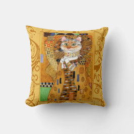 Cute cat tecknad Klimt guld pelare Kudde