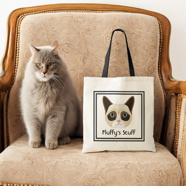 Cute Cat Tecknad Modern Pet Travel Tygkasse (A perfect tote bag for the on-the-go cat!)