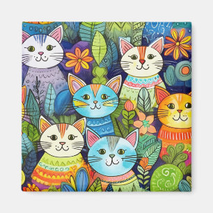 Cute Cat Tecknad Mönster Magnet