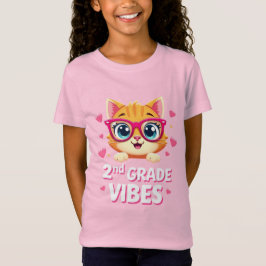 Cute Cat Tecknad with Glasses - 2nd Klass Vibes T Shirt
