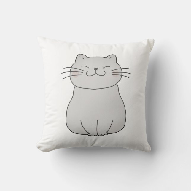 Cute Cat Teckning Kudde (Framsida)