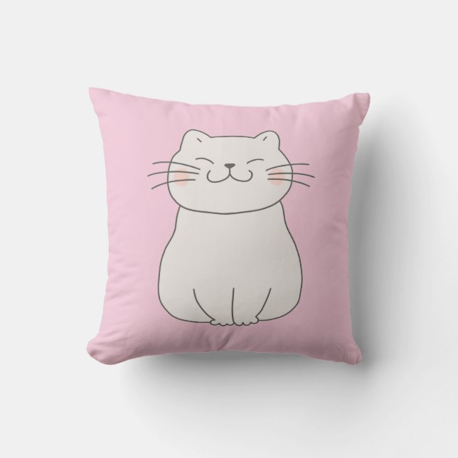 Cute Cat Teckning Kudde (Framsida)