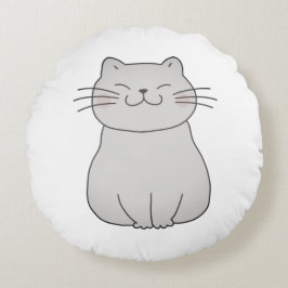 Cute Cat Teckning Rund Kudde