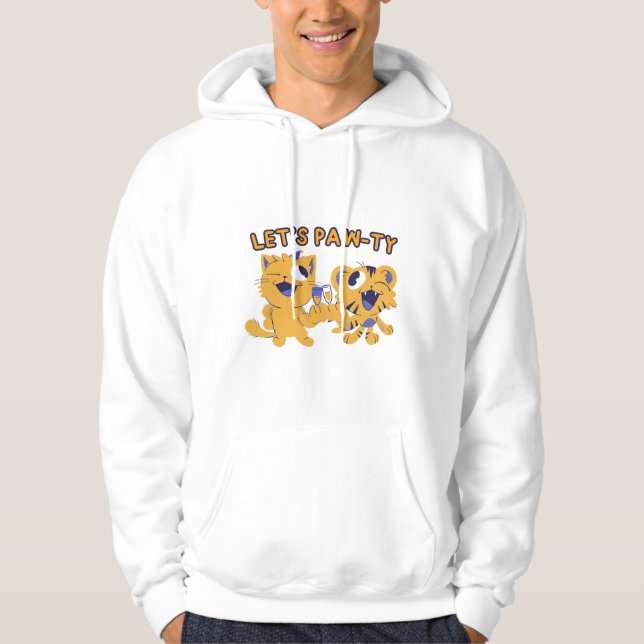 Cute Cat & Tiger Celebrating New Year Hoodie (Framsida)